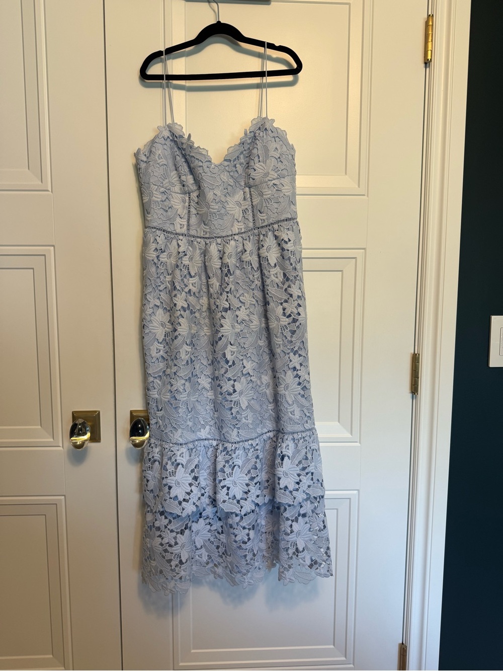 Club Monaco Light Blue Lace Spaghetti-Strap Dress